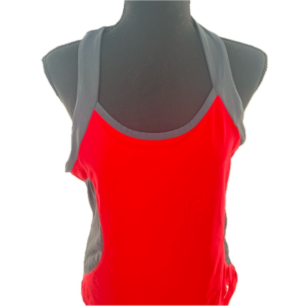 Adidas Thermo System Racer Back Workout Tank Top Coral Red/Graphite Size Large - Picture 2 of 16